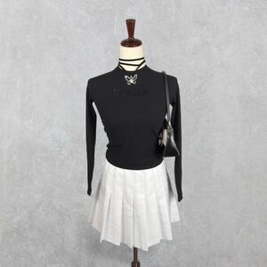 Y2K Bebe Black Mesh Long Sleeve Rhinestone Logo Top